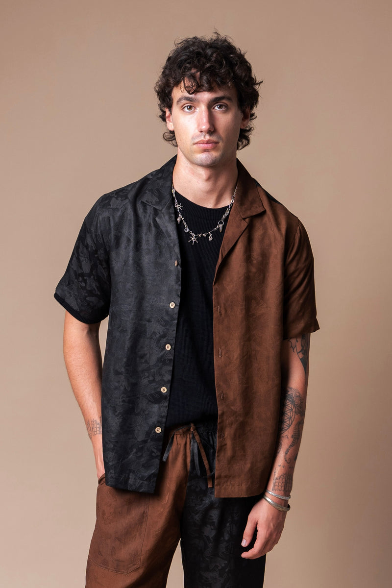 Butterfly Half + Half Camp Collar Shirt