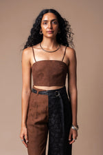 Brown Butterfly Spaghetti Crop Top