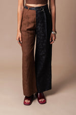 Brown + Black Butterfly Belted Trouser