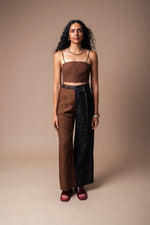 Brown + Black Butterfly Belted Trouser