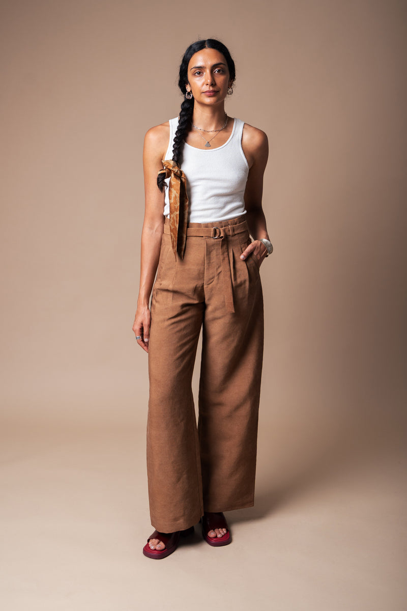 Coffee Belted Trousers