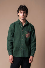 Green Organic Hemp/Cotton Twill Long Sleeve Button Up