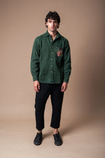 Green Organic Hemp/Cotton Twill Long Sleeve Button Up