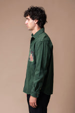 Green Organic Hemp/Cotton Twill Long Sleeve Button Up