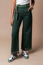 Green Organic Hemp/Cotton Twill Belted Trouser