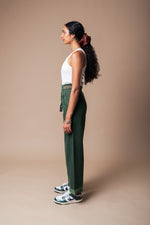 Green Organic Hemp/Cotton Twill Belted Trouser