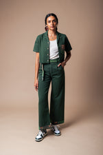 Green Organic Hemp/Cotton Twill Belted Trouser