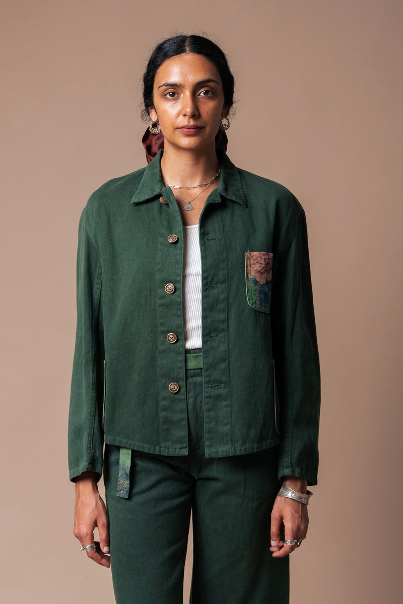 Green Organic Hemp/Cotton Chore Jacket