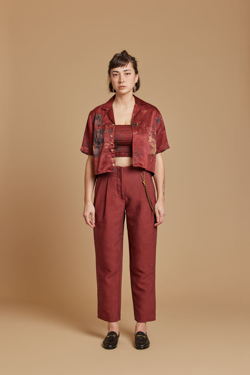 Cherry Pleated Trouser