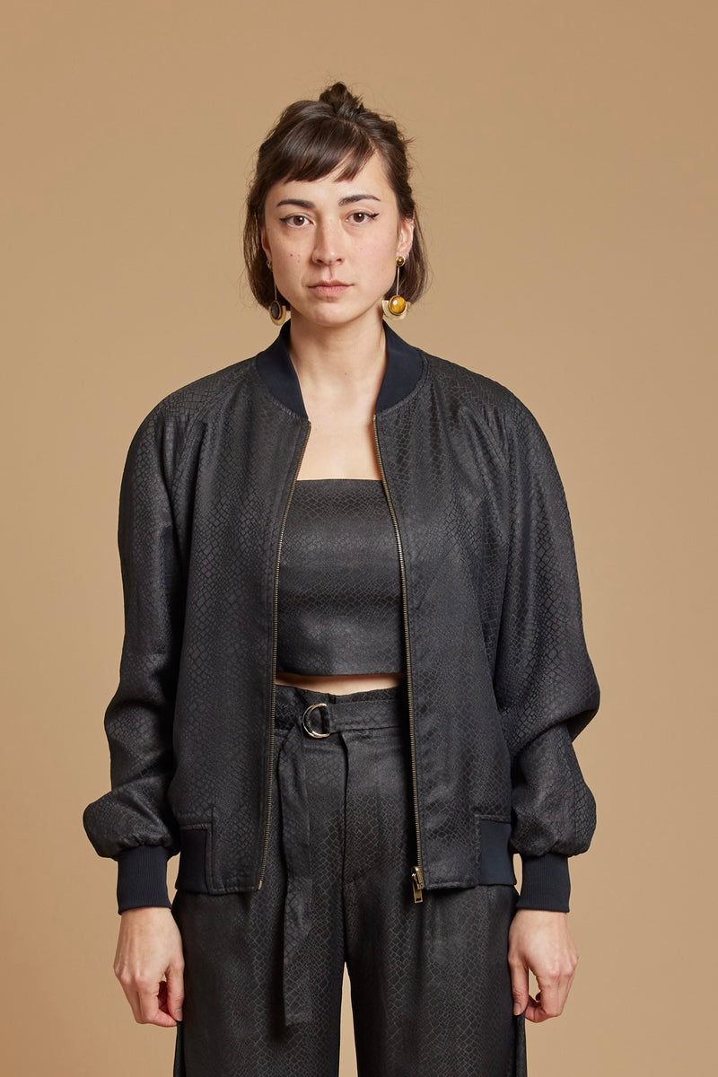 Black + Indigo Cobra Reversible Bomber