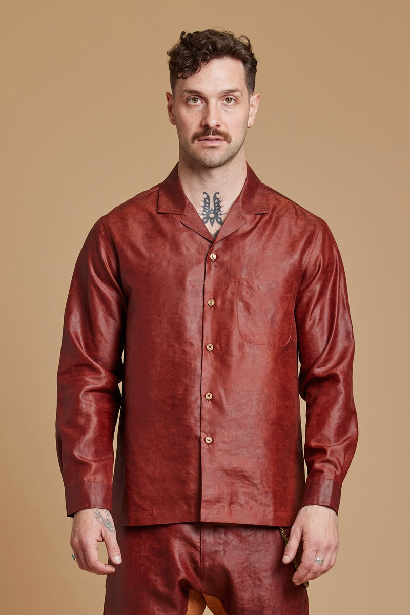 Rust Long Sleeve Camp Collar