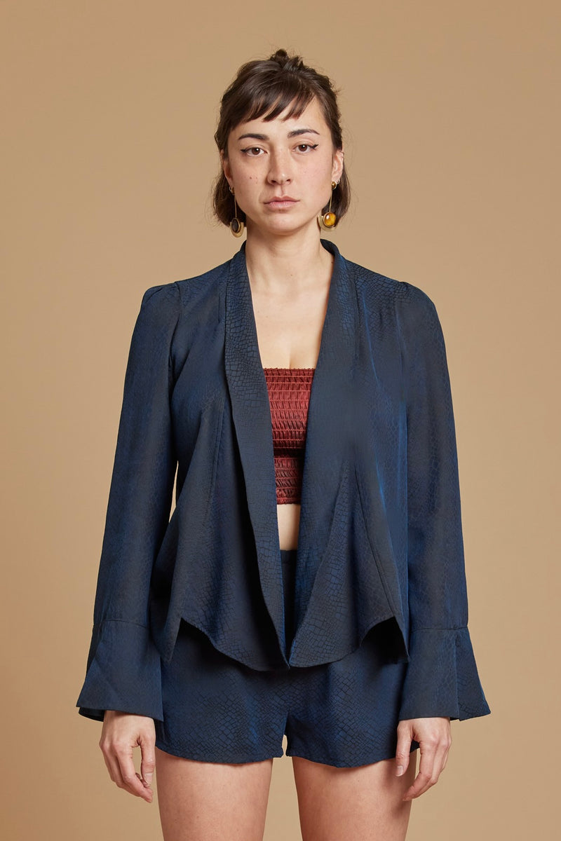 Indigo Cobra Deep Plunge Top