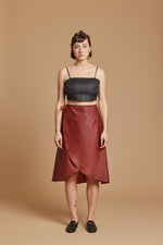 Rust Midlength Wrap Skirt
