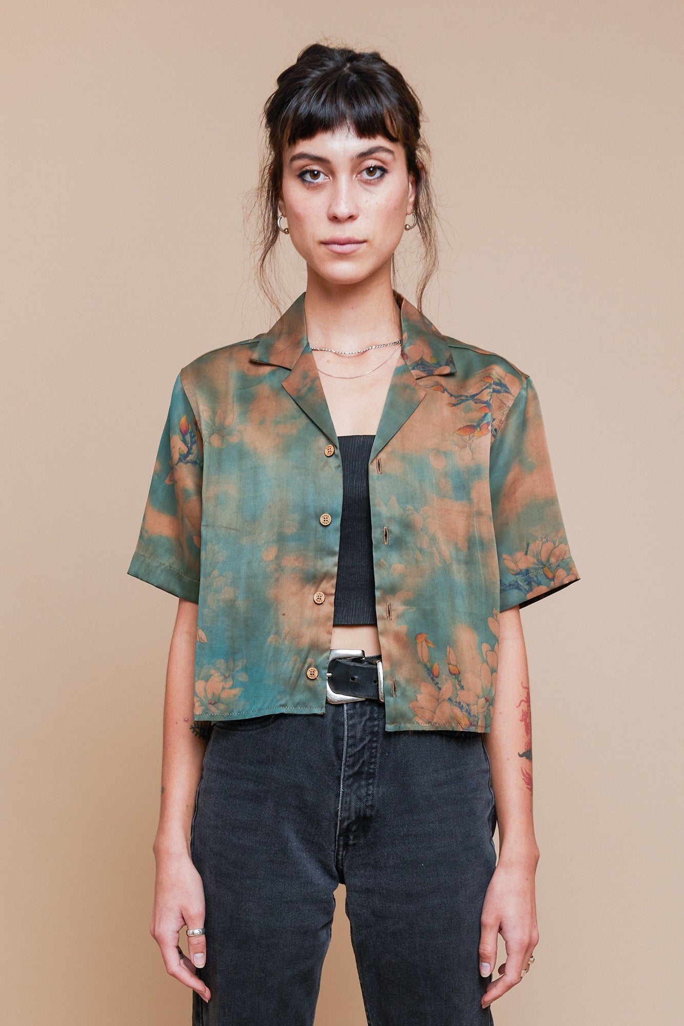 Clouds Cropped Camp Collar Shirt