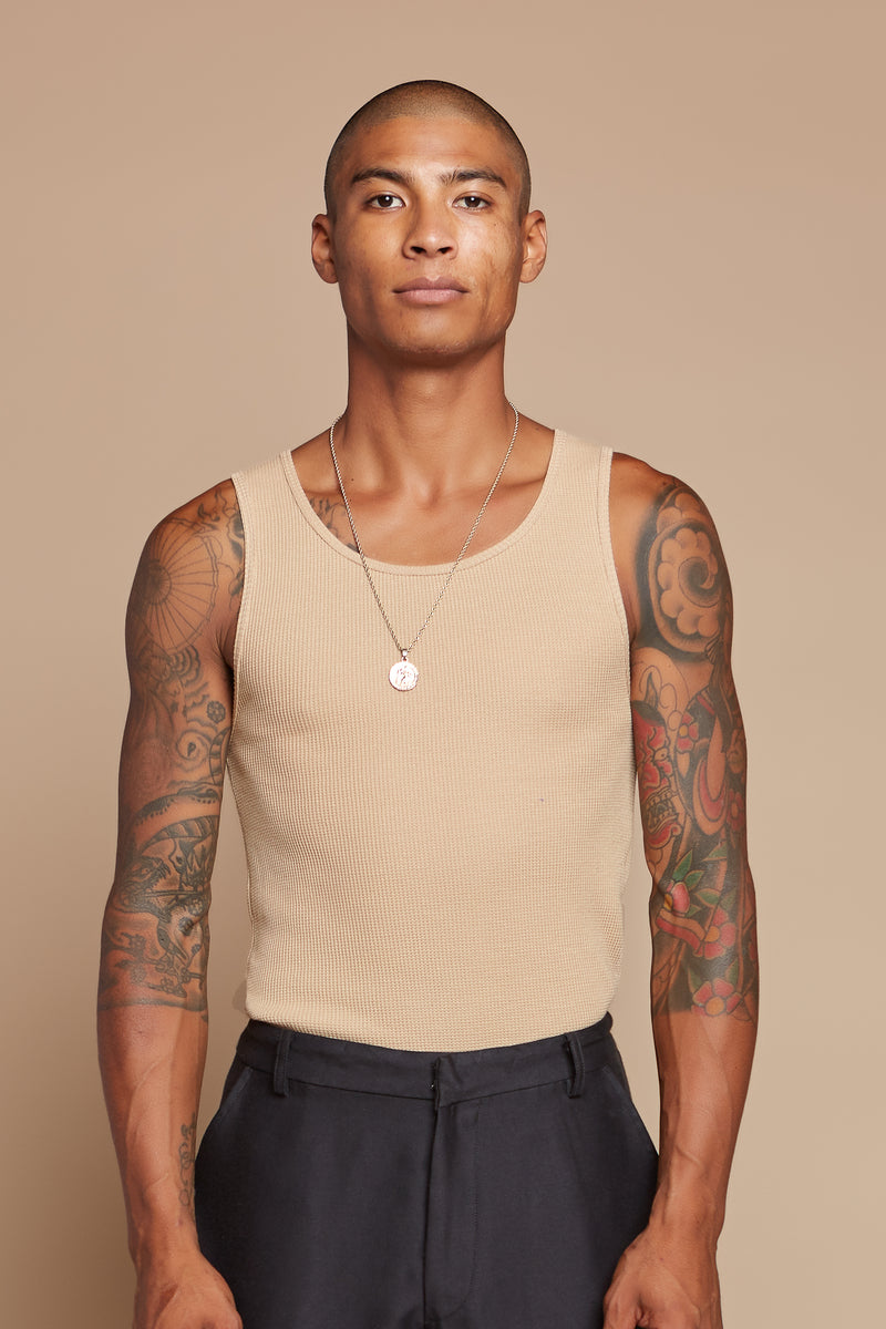 Tan Organic Hemp/Cotton Waffle Tank